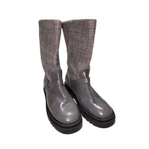 JustFab Scout Tweed Moto Womens Boots Magnet Black size 12